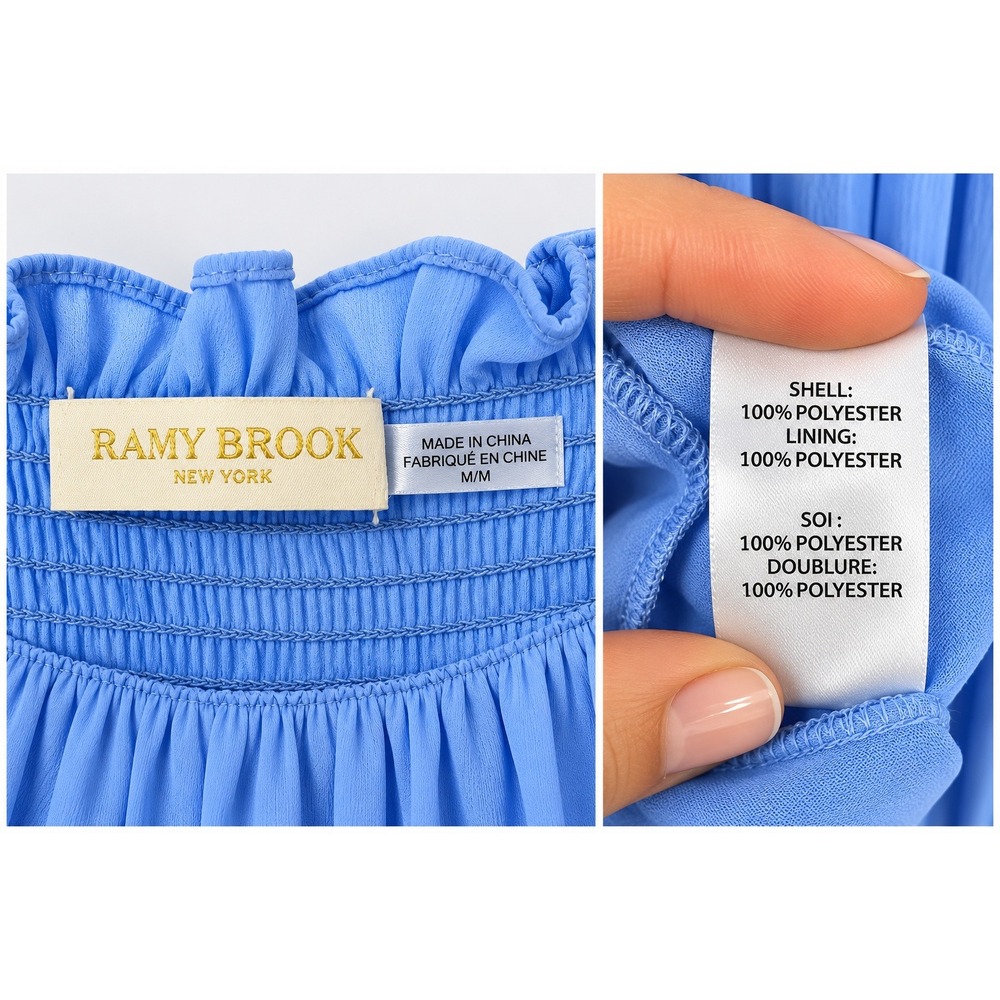 Ramy Brook Anita Ocean Blue Off The Shoudler Hi-Lo Dress (MSRP: $405) Medium - Picture 4 of 5